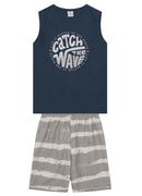 Conjunto Regata Meia Malha/ Bermuda Microfibra Com Elastano